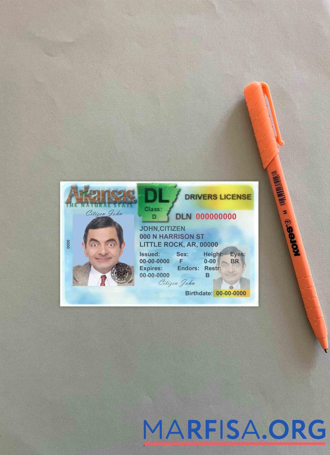 Downloadable USA Arkansas DL version 2 (Front) photolook real example